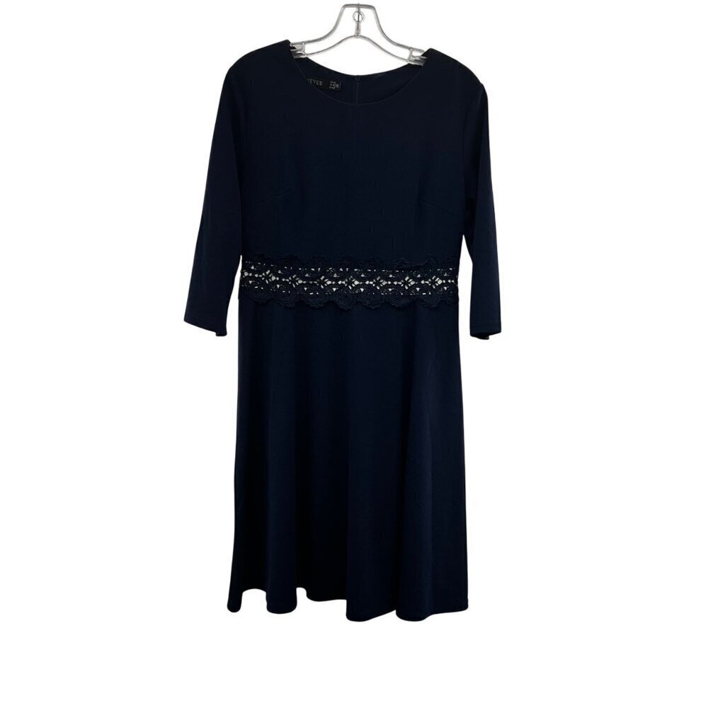 Homeyee Women's A-Line Dress Crochet Waist Blue/White Size 2XL New